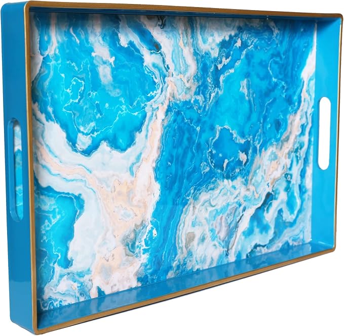 Spsyrine Serving Tray, Plastic Rectangular Coffee Table Tray by Spsyrine