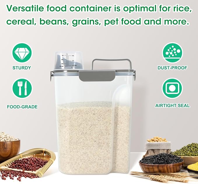 TBMax Airtight Rice Container 10 Lbs, Cereal Dispenser, Pet Cat Dog Food - Image 6