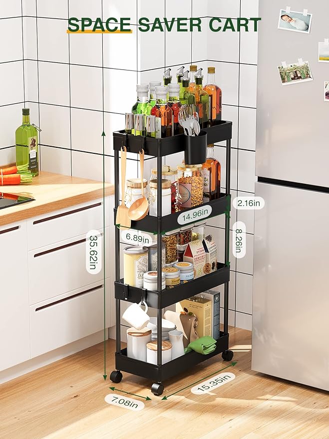 LEHOM Slim Rolling Storage Cart - Image 4