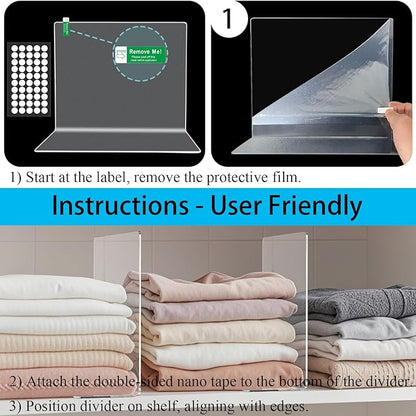 Shelf Dividers for Closet Organization: 10" Tall x 12" Deep Acrylic Closet - Image 8