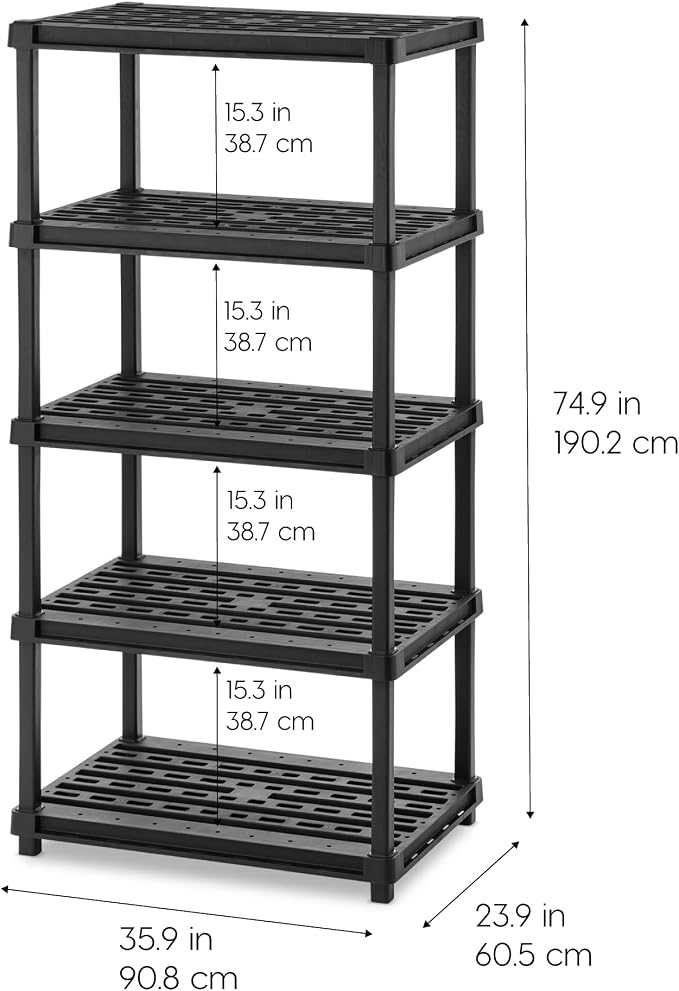 IRIS USA 5-Shelf Extra Heavy Duty Deep Plastic Storage Shelves, 1000lb Capacity - Image 2
