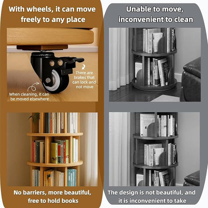 Solid Wood Rotating Round Bookshelf Towers - Image 4