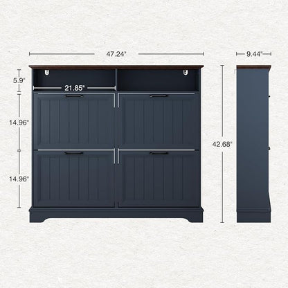 Shoe Storage Cabinet with 4 Flip Drawers, Farmhouse Modern Hidden Shoes Rack - Image 2