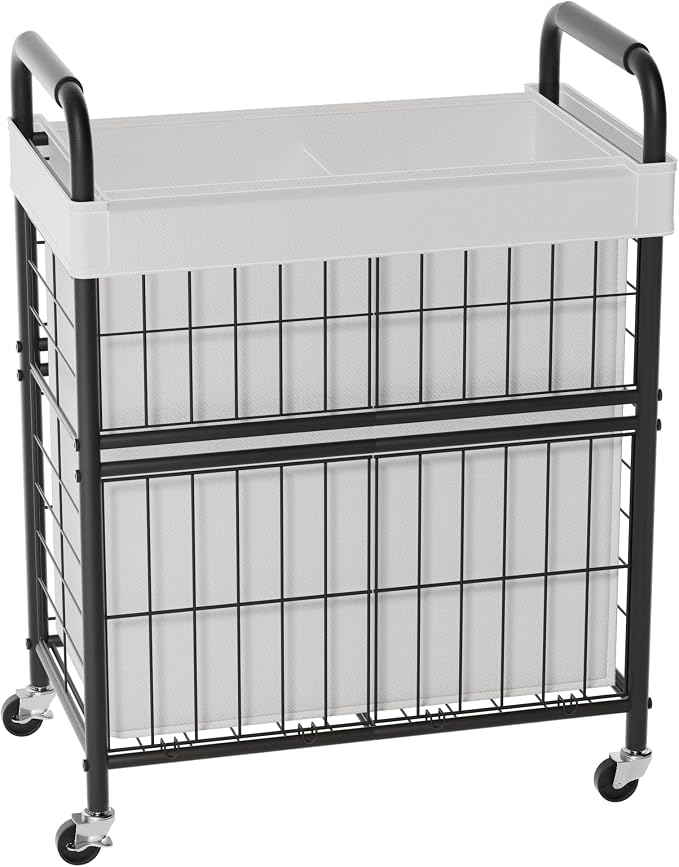 Laundry Hamper 2 Section, 110L Rolling Laundry Sorter Basket by Ollieroo
