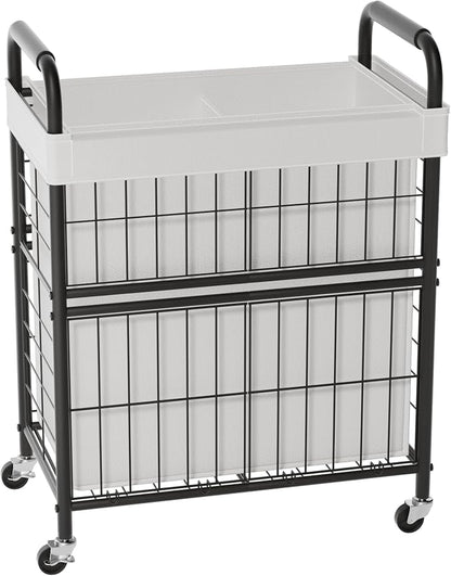 Laundry Hamper 2 Section, 110L Rolling Laundry Sorter Basket by Ollieroo