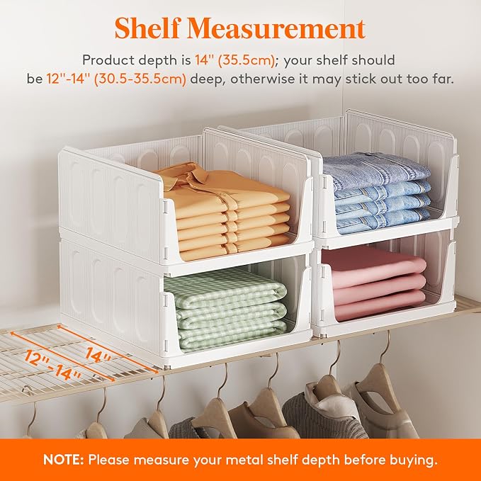 Lifewit 4 Pack Stackable Closet Organizers and Storage Basket - Image 3
