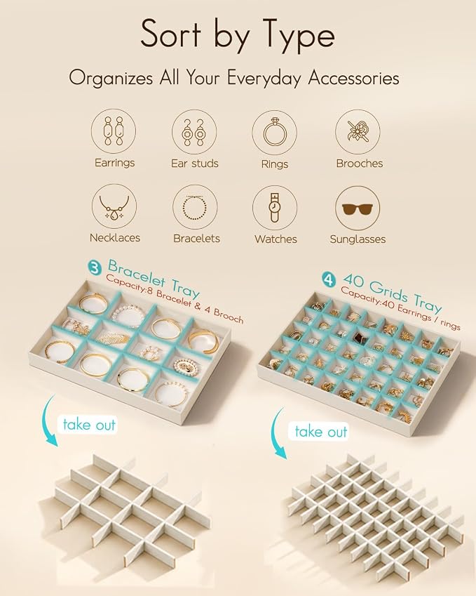 VLANDO Stackable Jewelry Tray, Drawer Organizer - Image 8