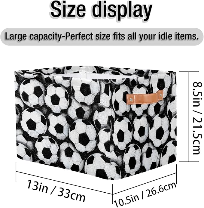 Pardick Sport Football Soccer Basket Storage Bins Large Fabric Toys Storage - Image 4
