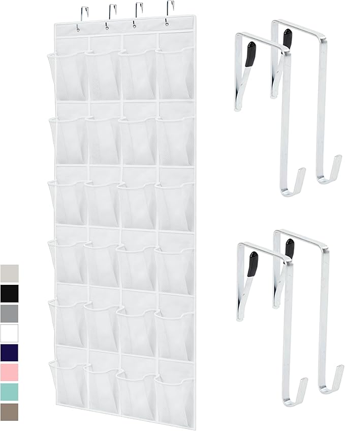 GORILLA GRIP Over the Door Shoe Organizer, 24 Large Breathable Mesh Pockets by GorillaGrip