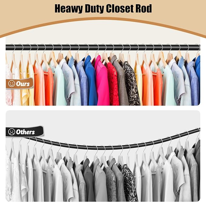 Closet Rod, 16 to 75 Inch Heavy Duty Adjustable Clothes Rod - Image 2