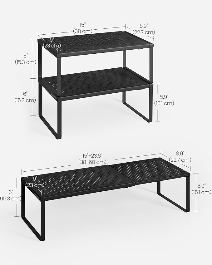SONGMICS Set of 2 Expandable Pantry Kitchen Organizers, Adjustable Spice Rack - Image 6