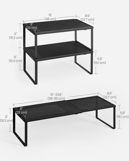 SONGMICS Set of 2 Expandable Pantry Kitchen Organizers, Adjustable Spice Rack - Image 6
