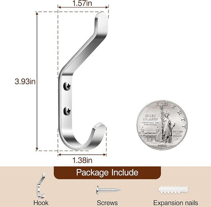10-Pack Coat Hook for Hanging, Stainless Wall Hooks for Towel, Wall Mounted - Image 4