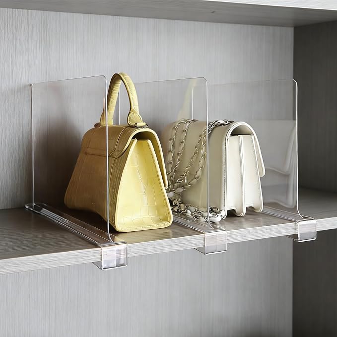 6 Pack Shelf Divider for Closet Acrylic, Handbags in Bedroom and Kitchen - Image 3