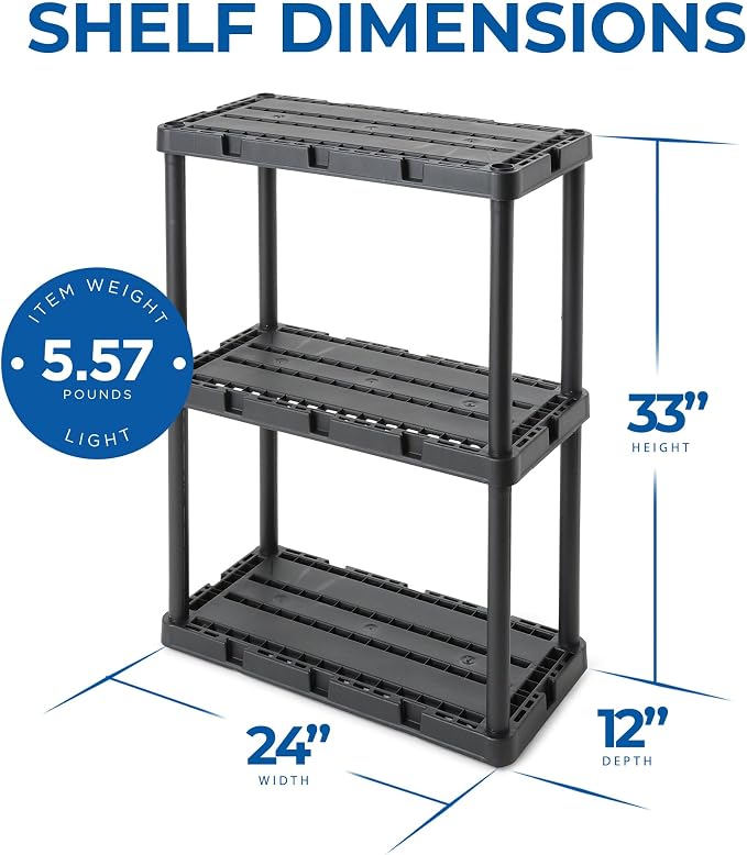 Gracious Living 3 Shelf Knect-A-Shelf Solid Light Duty Storage Unit 3-Shelf - Image 3