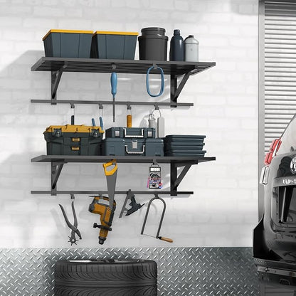 2-Pack 2x4ft Garage Shelving Wall Mounted, Heavy Duty Garage Storage Shelves - Image 2