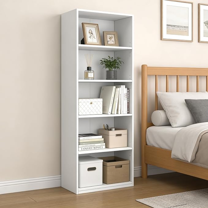 CTESNE【2026 Adjustable Shelves 5-Tier Bookcase, 71 inches, Wooden Open Display - Image 2