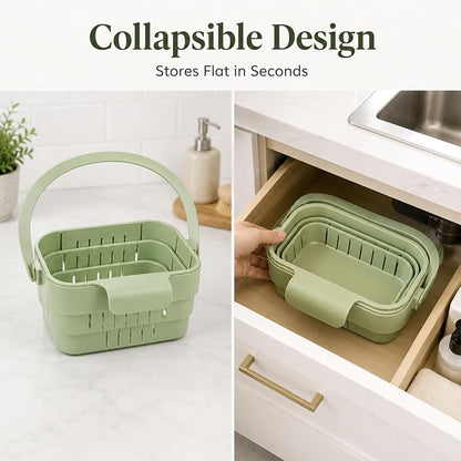 Foldable Hanging Sink Drain Basket, Collapsible Food Strainer，Green | - Image 3