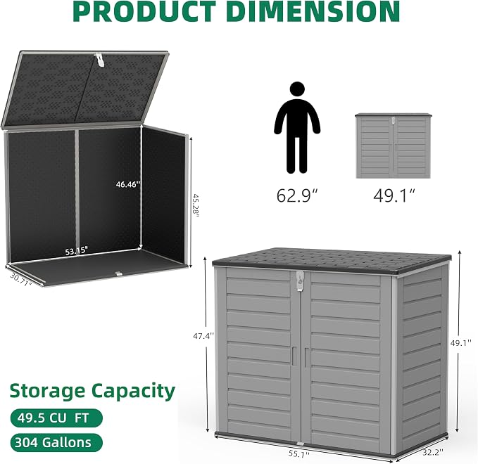 Horizontal Outdoor Storage Shed, 304 Gallon Resin Storage Shed - Image 7