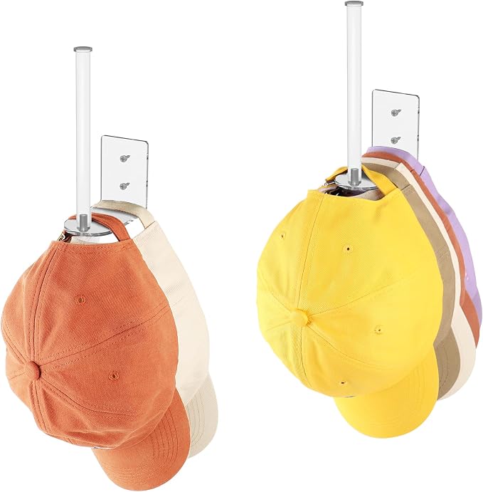 Durmmur 2 Pack Hat Racks for Baseball Caps, Acrylic Hat Organizer, Hat Hooks by Durmmur