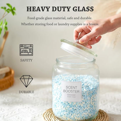 Laundry Glass Jars with Dryer Sheets Holder, Containers with Scoop and Labels - Image 4