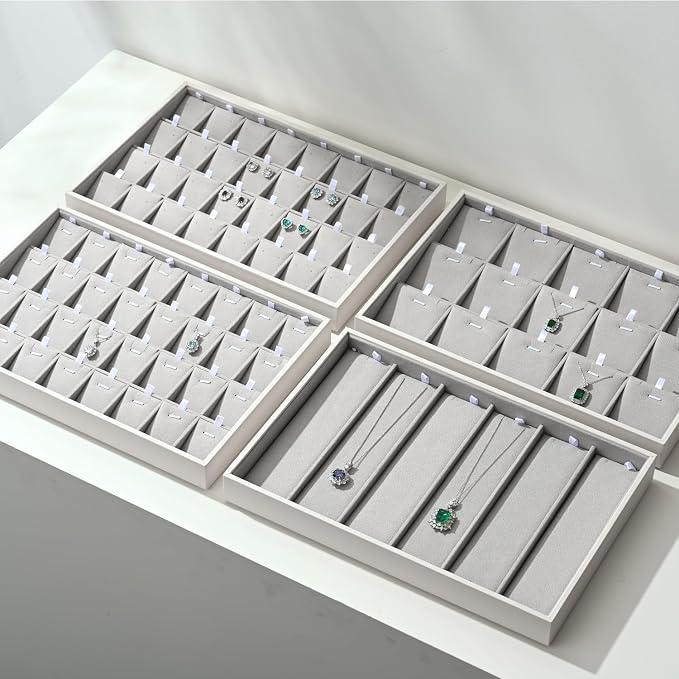 Oirlv Velvet Stackable Jewelry Tray 32 Grids Earrings Organizer Display - Image 8