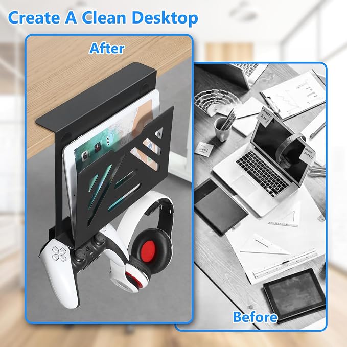 MAXECHO Desk Side Storage, Under Desk Laptop Mount, Table Side Hanging File - Image 5