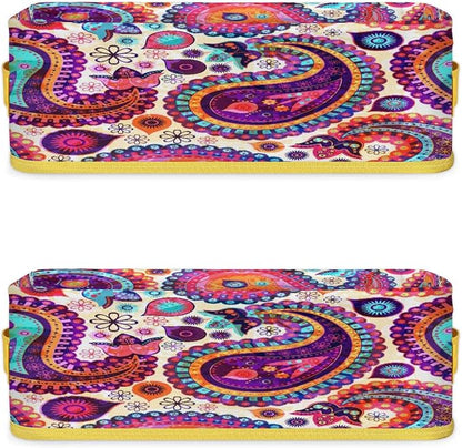 Paisley Folk Style Bathroom Storage Basket, Foldable - Image 8