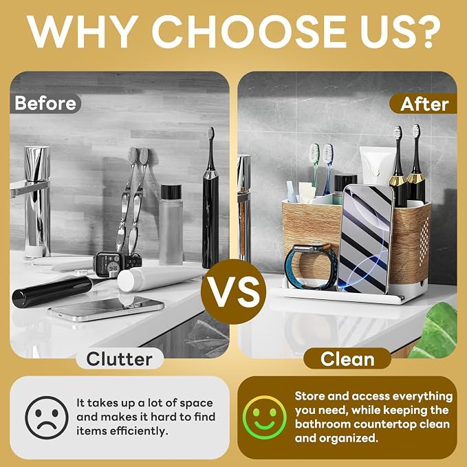 Bathroom Organizers and Storage 6 Slots Wood Grain Electric Toothbrush Holders - Image 8
