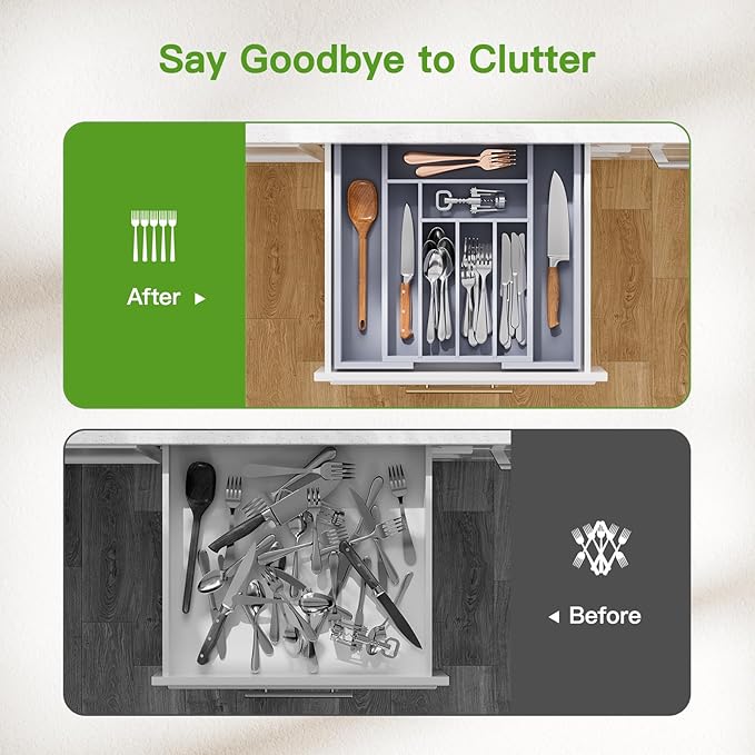 Pipishell Bamboo Expandable Drawer Organizer - Image 6
