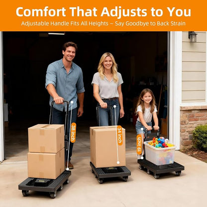 Dolly Cart with Wheels 440lbs, Folding Hand Truck with 6 TPE Wheels & 21 in - Image 3