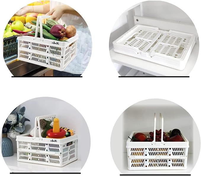 ZHJINGYU Plastic Basket Storage Crates, Collapsible Shopping Basket, Foldable - Image 5