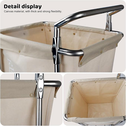 Laundry Cart with Wheels, Rolling Laundry Hamper with Wheels and Handle - Image 3