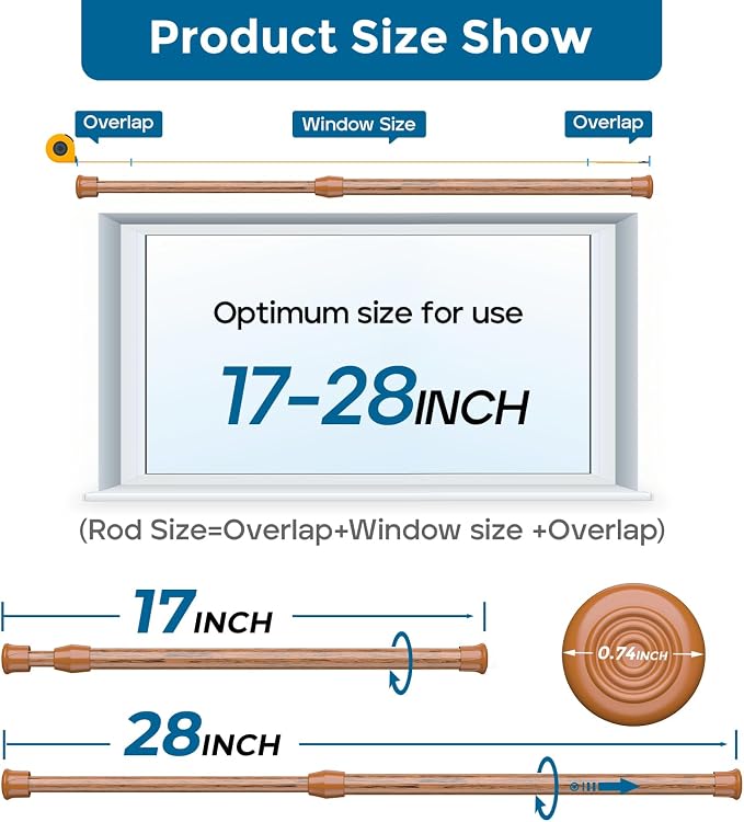 AIZESI Spring Tension Curtain Rods Short Tension Rod - Image 7