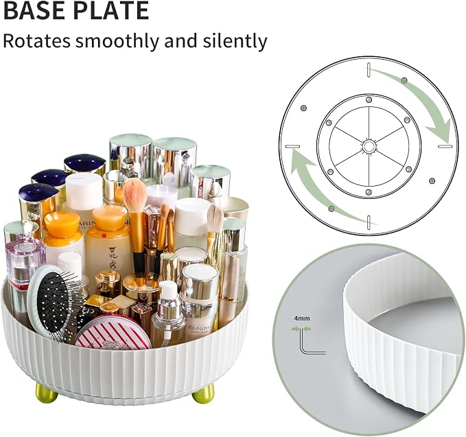 funest Makeup Perfume Organizer, 360 Degree Rotating Lazy Susan Cosmetic Desk - Image 4