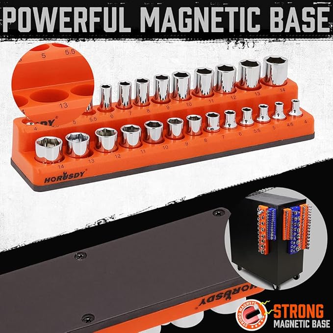 HORUSDY 6-Piece Magnetic Socket Organizer Set, 1/2" Drive Holders - Image 3