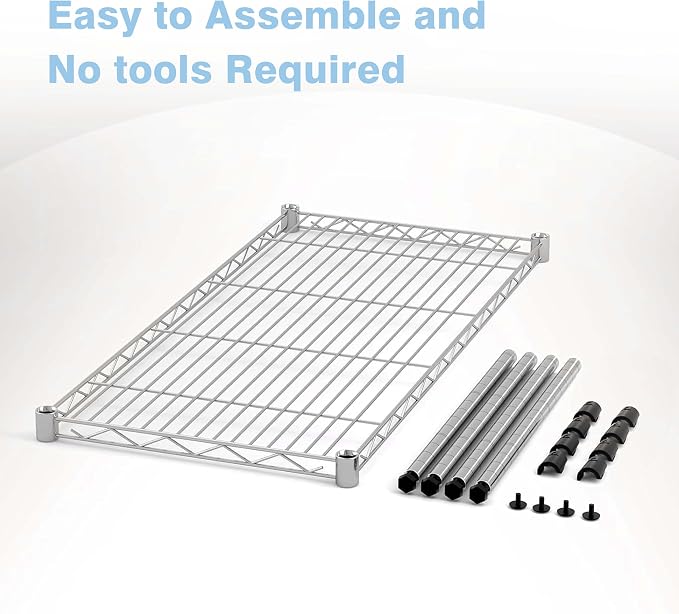 1-Tier Wire Shelf Rack, Single Metal Shelves Rack, 1 Tier Metal Shelf, Chrome | - Image 7