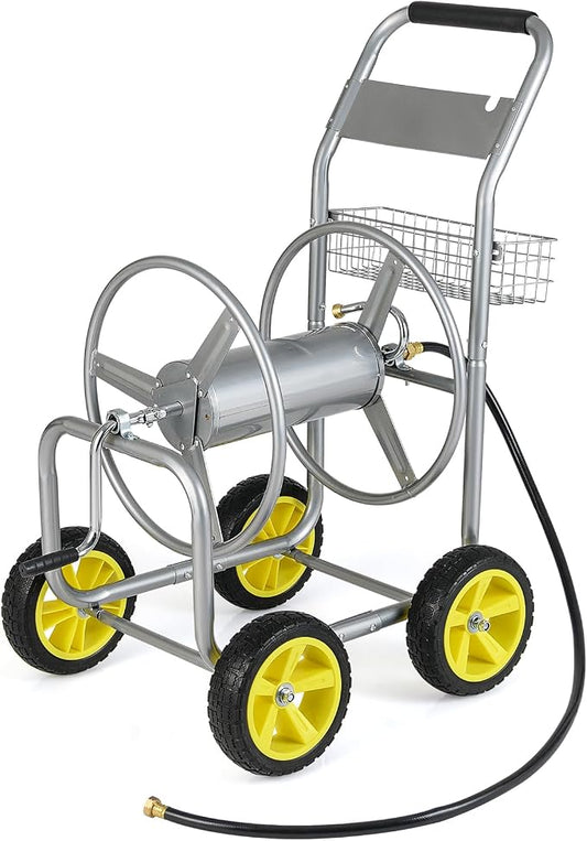 Goplus Garden Hose Reel Cart, 300 ft 5/8" or 400 ft 1/2", Heavy-Duty Metal Hose by Goplus