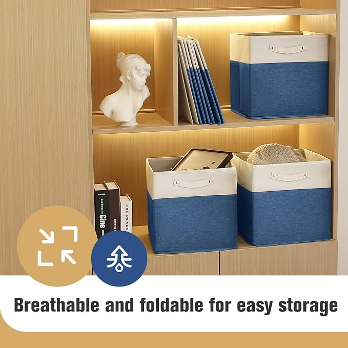 FinishingBo 13x13x13 Storage Cube Bins 6 Pack, Cube Shelf Baskets | Foldable - Image 2