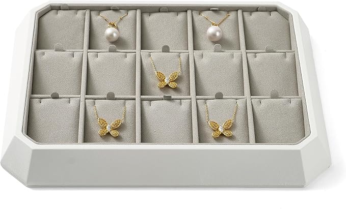 Premium PU Leather Stackable Jewelry Tray 15 Grid Jewelry Organizer Tray by Woodten