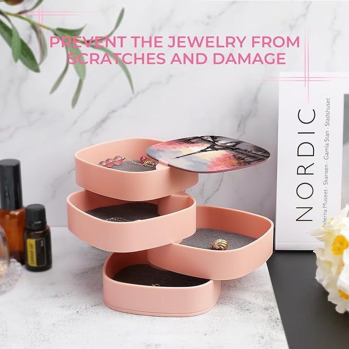 Oil Painting Paris Eiffel Tower Jewelry Box 360°Rotating Storage Boxes Small - Image 6