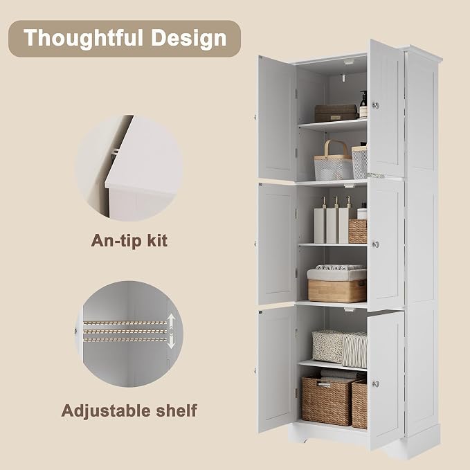 ChooChoo 63.2" Tall Bathroom Storage Cabinet - Image 5