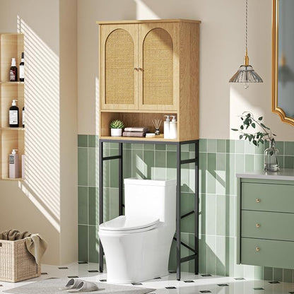 Rattan Toilet Storage Cabinet, Over the Rack Wood Cabinet by Befrases