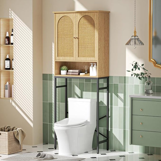 Rattan Toilet Storage Cabinet, Over the Rack Wood Cabinet by Befrases