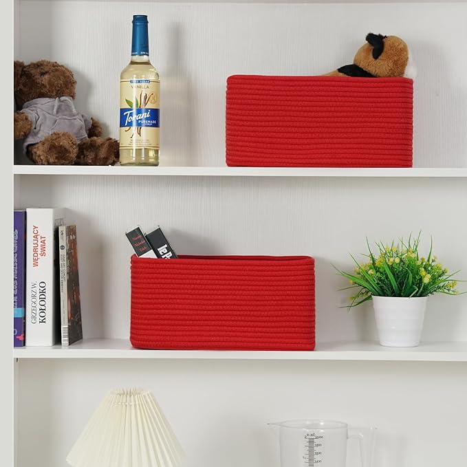 3-Pack Small Storage Baskets for Organizing | Woven Shelf Toy Basket | Rope - Image 6