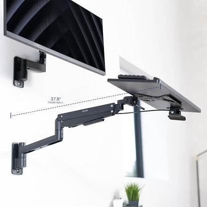VIVO Sit-Stand 24 Inch Pneumatic Spring Keyboard and Mouse Tray Wall Mount - Image 2