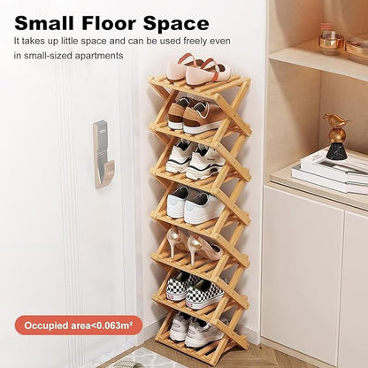 YYW Bamboo Shoe Rack for Entryway, Free Free Standing Shoe Racks Shelf Closet - Image 2