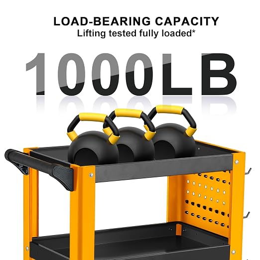 3 Tier Rolling Tool Cart on Wheels, Mechanic Storage Organizer, Rolling Work - Image 5