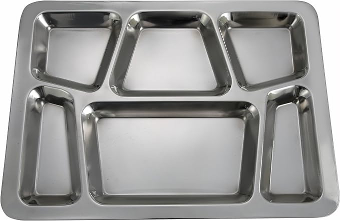 Winco - SMT-2 Winco 6-Compartment Mess Tray, Style B, Stainless Steel by Winco