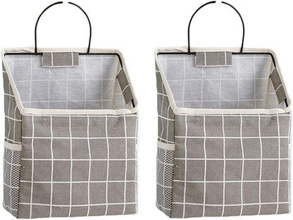 2Pcs Wall-hanging Storage Bags, Desktop Organizer Basket Cotton Linen Hanging by Unknown